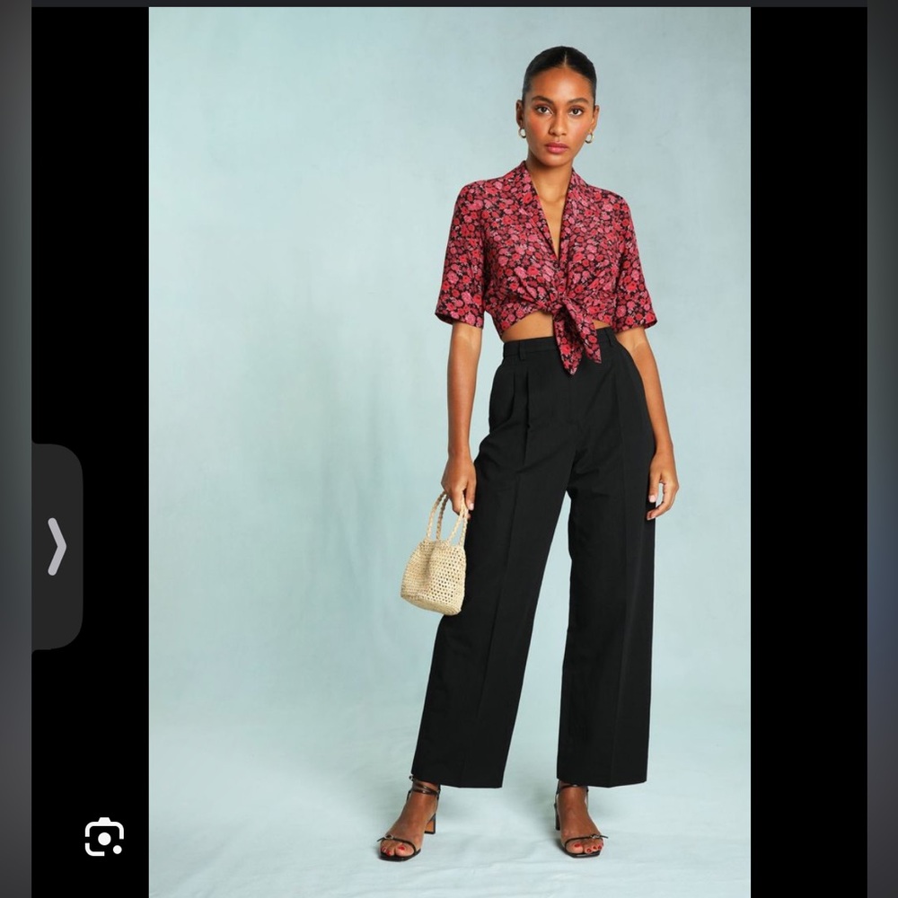 Rouje Black High-Waist Wide-Leg Trousers